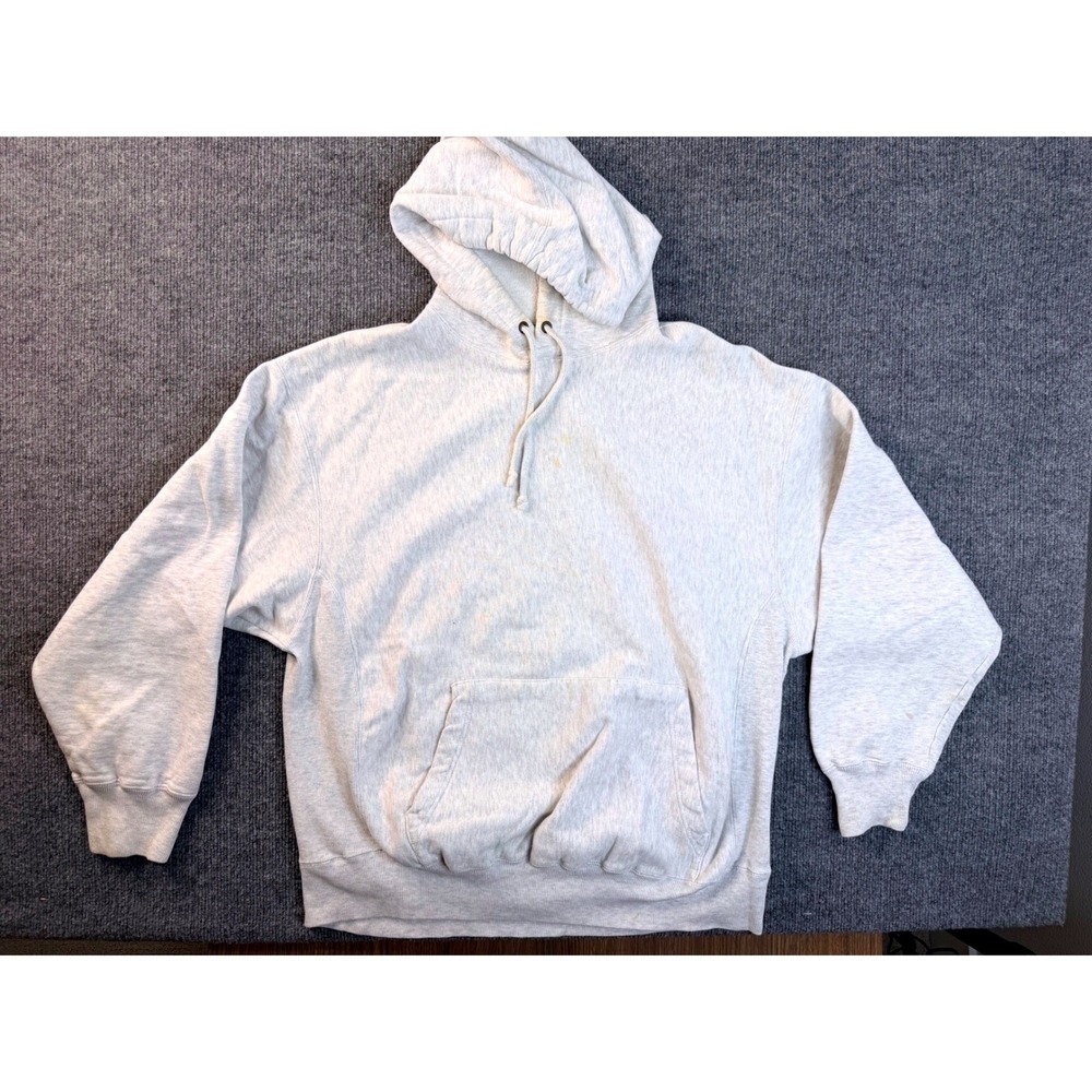 Vintage Gap Athletic Hoodie Mens Small Gray Cotton Pullover Sweatshirt Y2K USA